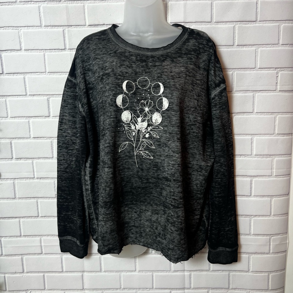 C&C California women dark gray long sleeve boho shirt/size L
